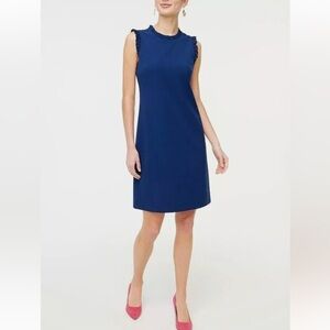 Jcrew navy blue ruffled neck sheath dress - new with tags size 10